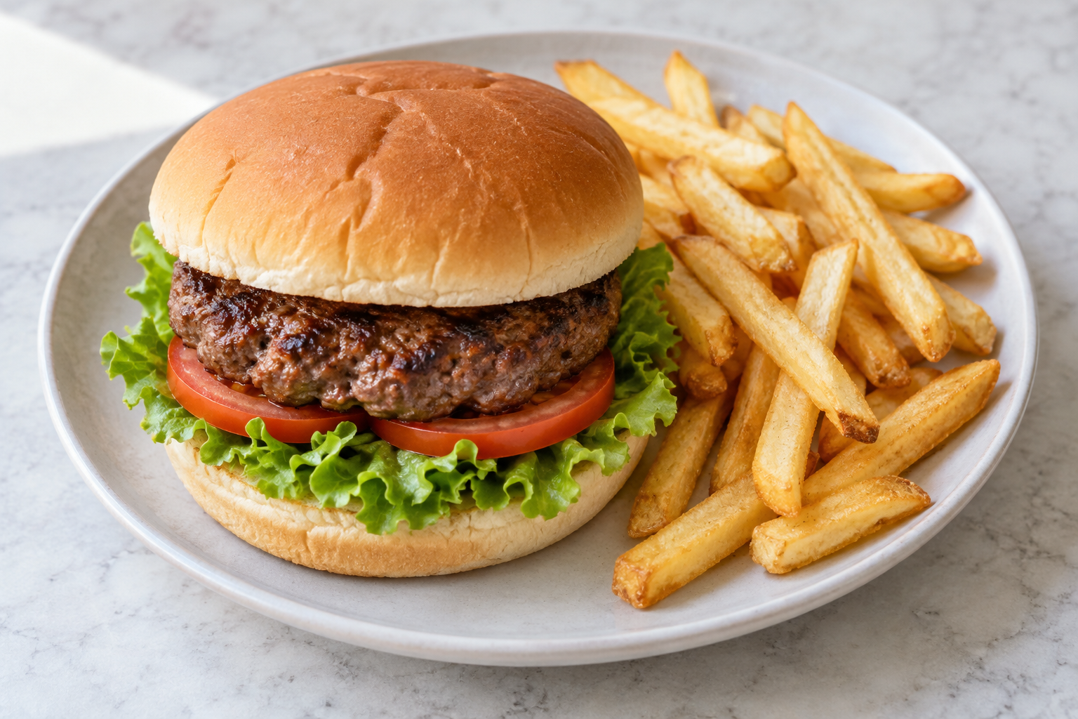 Burger with French fries