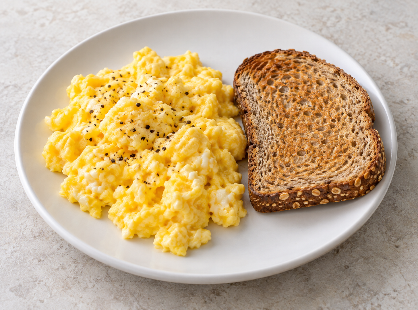 Scrambled eggs with whole-grain toast